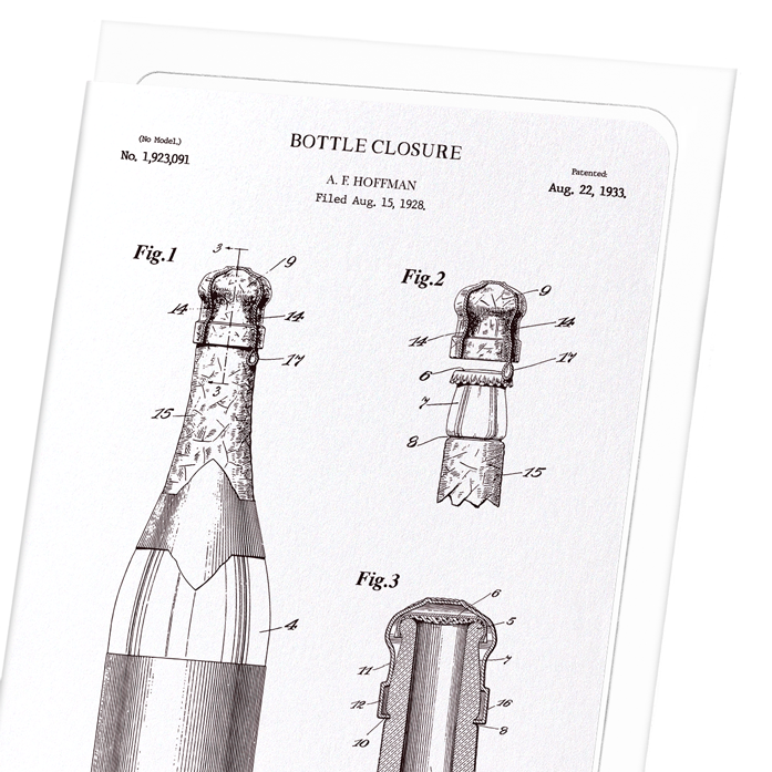 PATENT OF BOTTLE CLOSURE (1933): Patent Greeting Card