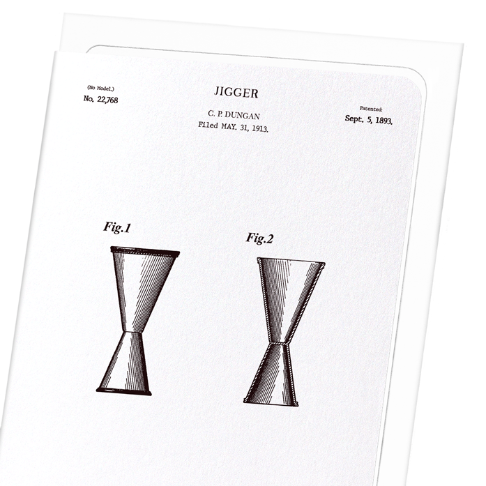PATENT OF JIGGER (1893): Patent Greeting Card