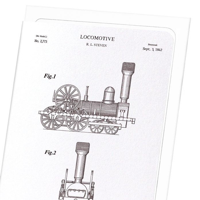 PATENT OF LOCOMOTIVE (1842): Patent Greeting Card