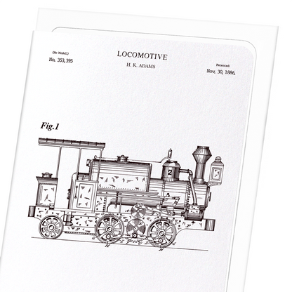 PATENT OF LOCOMOTIVE (1886): Patent Greeting Card