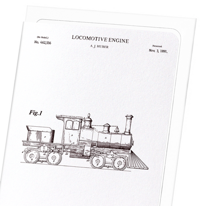 PATENT OF LOCOMOTIVE ENGINE (1891): Patent Greeting Card