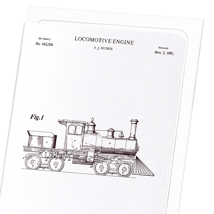 PATENT OF LOCOMOTIVE ENGINE (1891): Patent Greeting Card