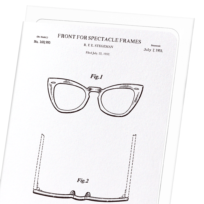 PATENT OF SPECTACLE FRAMES (1953): Patent Greeting Card