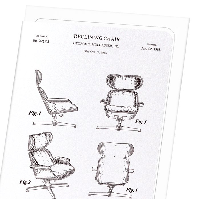 RECLINING CHAIR (1968): Patent Greeting Card