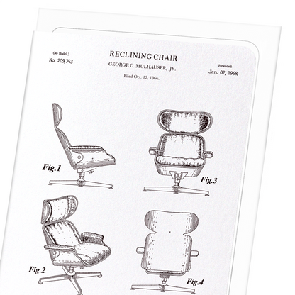 RECLINING CHAIR (1968): Patent Greeting Card