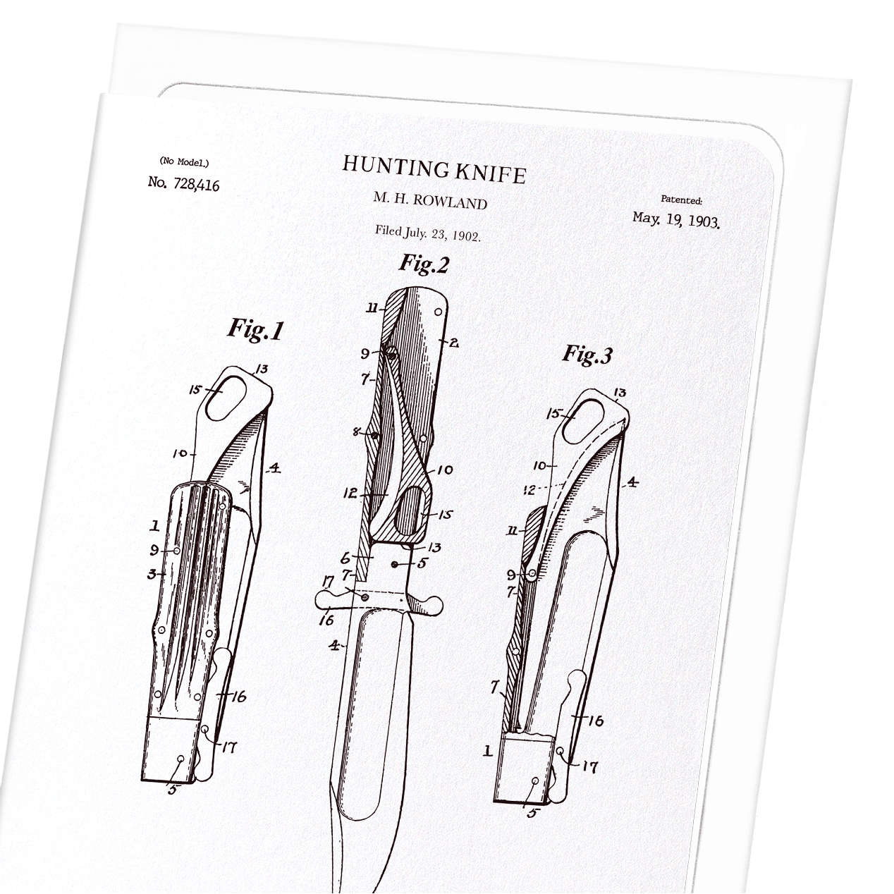 PATENT OF HUNTING KNIFE (1903): Patent Greeting Card