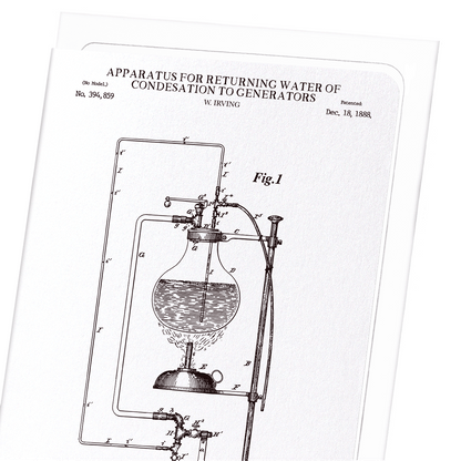 PATENT OF APPARATUS FOR RETURNING WATER OF CONDENSATION TO GENERATORS (1888): Patent Greeting Card