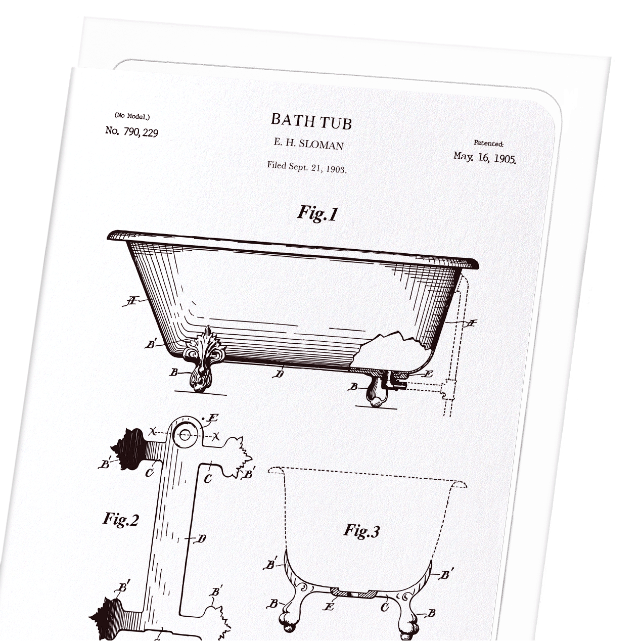 PATENT OF BATH TUB (1905): Patent Greeting Card