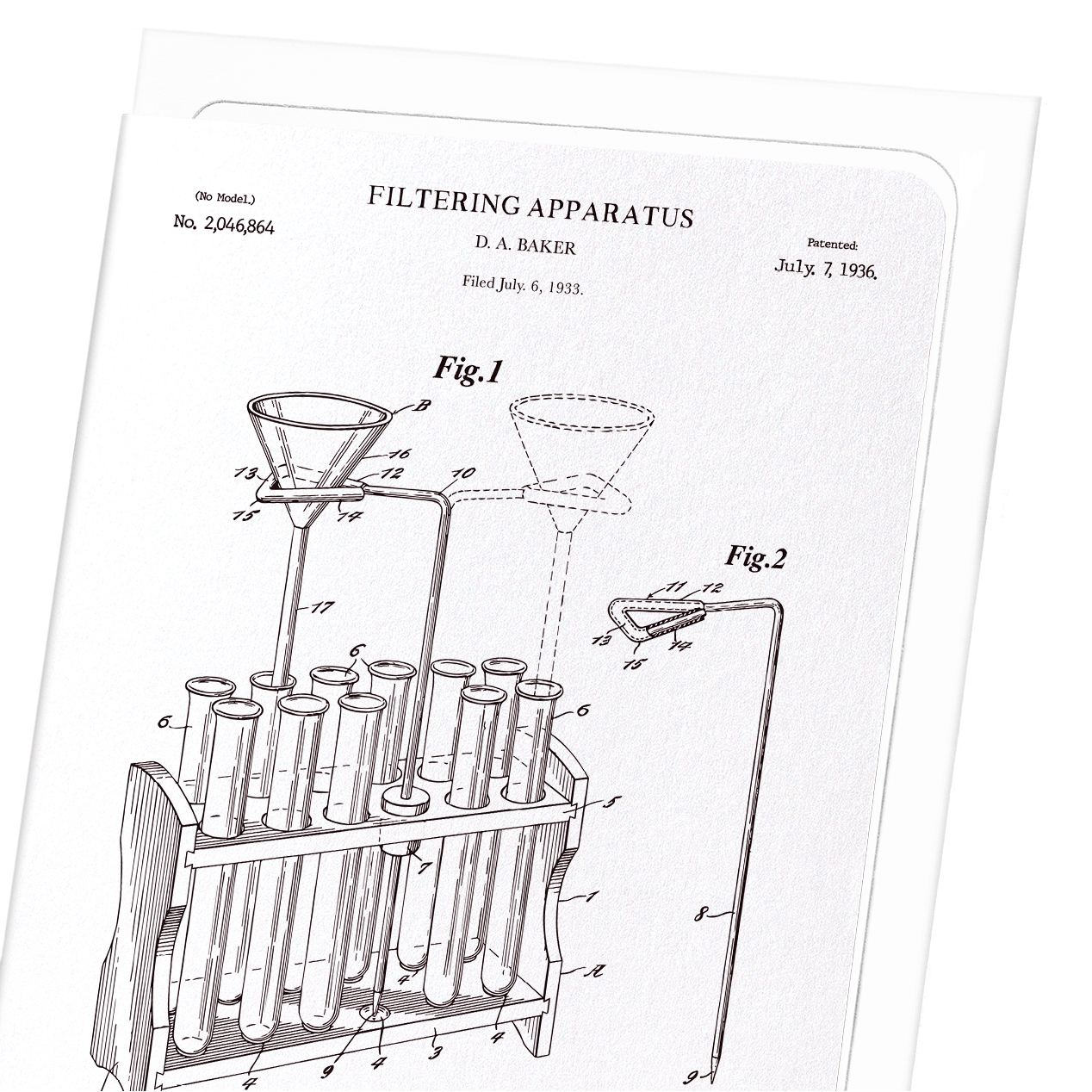 PATENT OF FILTERING APPARATUS (1936): Patent Greeting Card