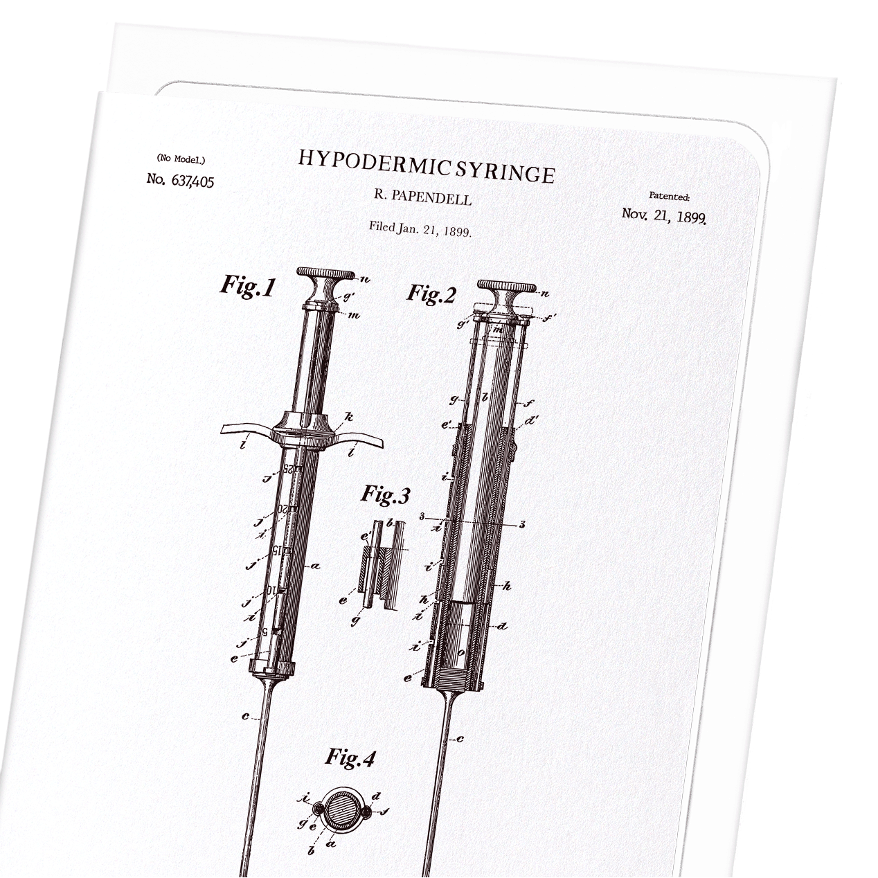 PATENT OF HYPODERMIC SYRINGE (1899): Patent Greeting Card