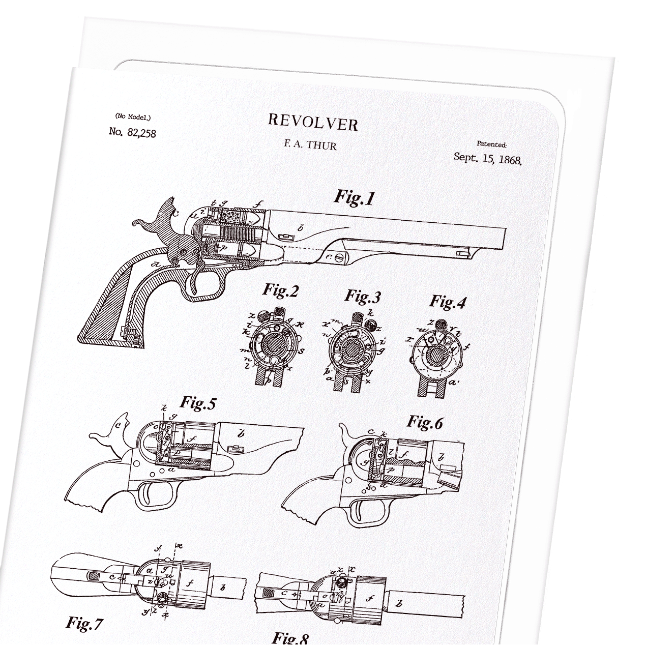 PATENT OF REVOLVER (1868): Patent Greeting Card