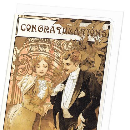 MUCHA CONGRATULATIONS: Vintage Greeting Card
