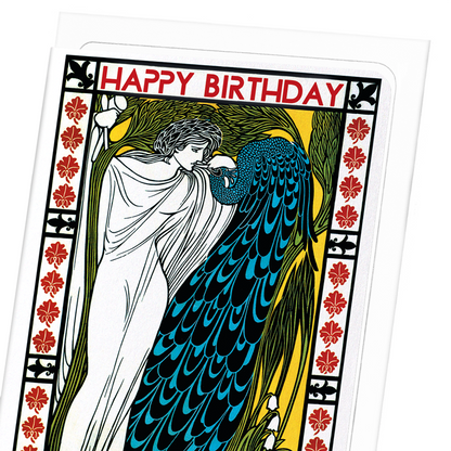 BIRTHDAY PEACOCK: Vintage Greeting Card