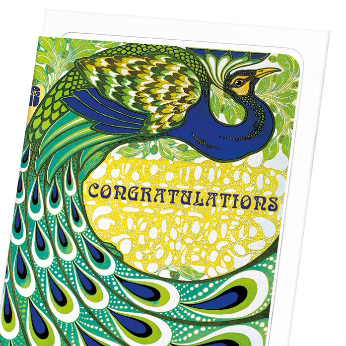 CONGRATULATIONS PEACOCK: Vintage Greeting Card
