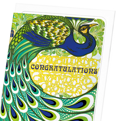 CONGRATULATIONS PEACOCK: Vintage Greeting Card