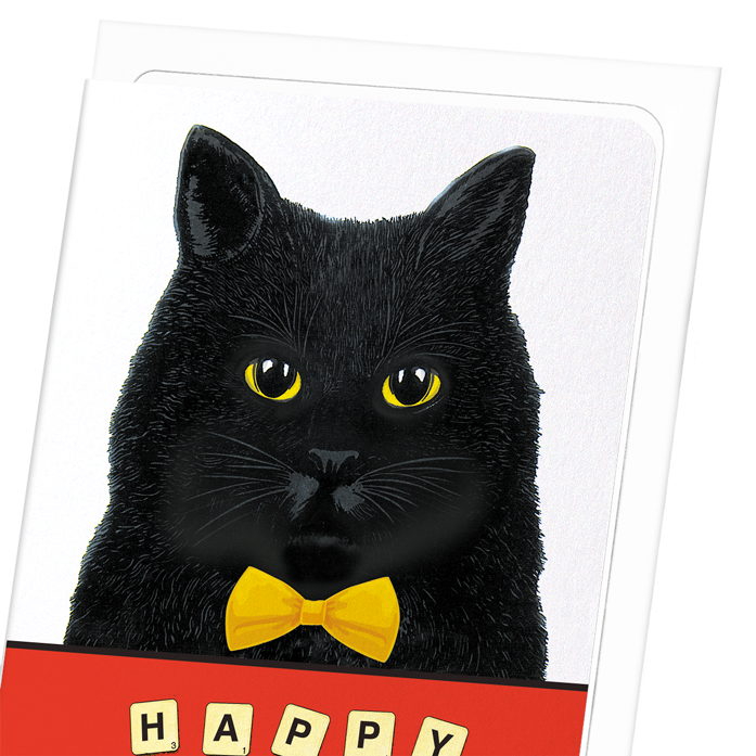 BIRTHDAY SCRABBLE CAT: Vintage Greeting Card