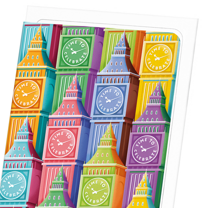 COLOURFUL BIG BEN: Modern deco Greeting Card