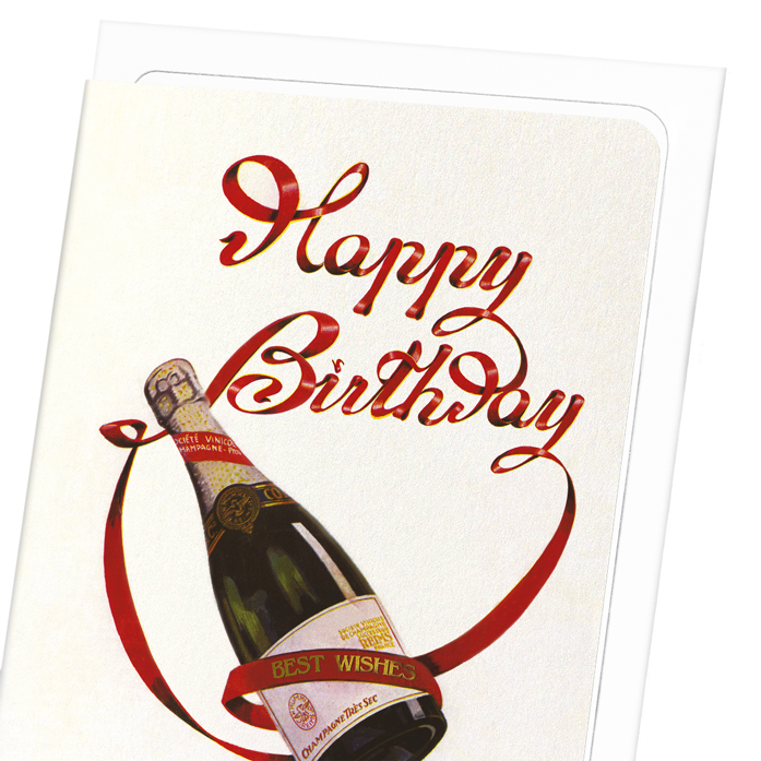 BIRTHDAY CHAMPAGNE: Vintage Greeting Card