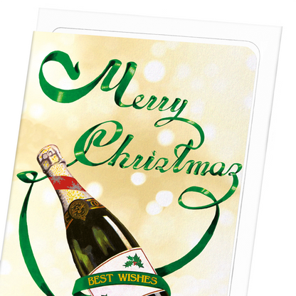 CHAMPAGNE CHRISTMAS BOTTLE: Vintage Greeting Card