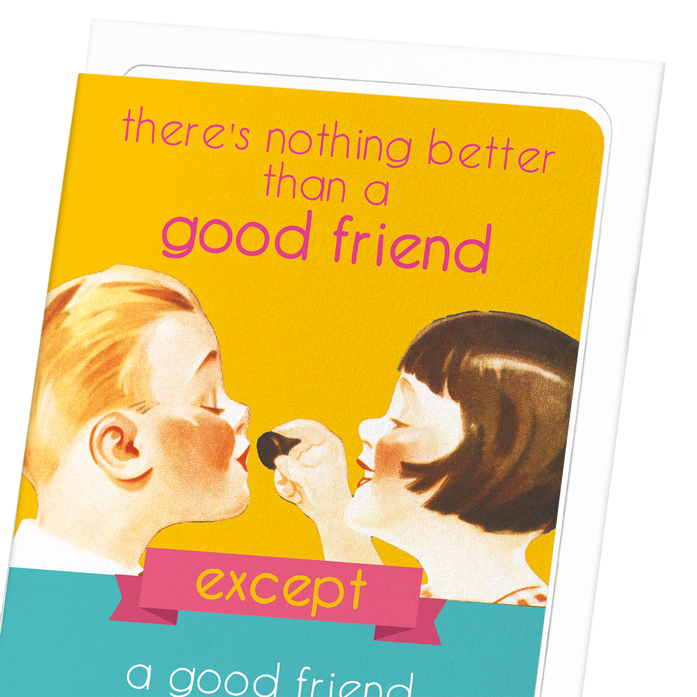 GOOD FRIEND WITH CHOCOLATE: Vintage Greeting Card
