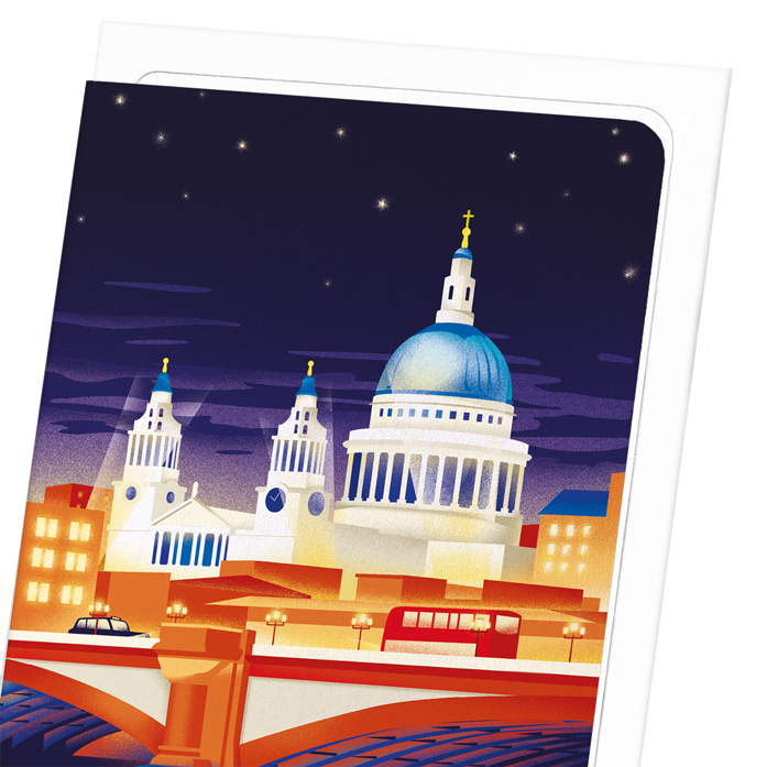 ST PAUL’S AT NIGHT: Modern deco Greeting Card