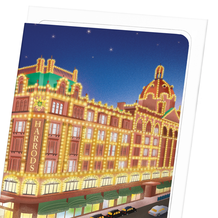 HARRODS AT NIGHT: Modern deco Greeting Card