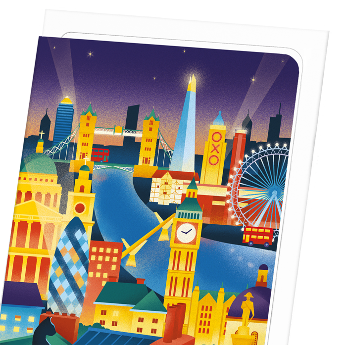 LONDON AT NIGHT: Modern deco Greeting Card