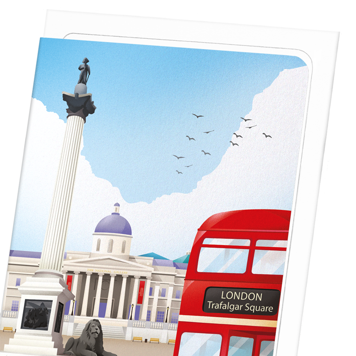 NATIONAL GALLERY AND BUS: Modern deco Greeting Card