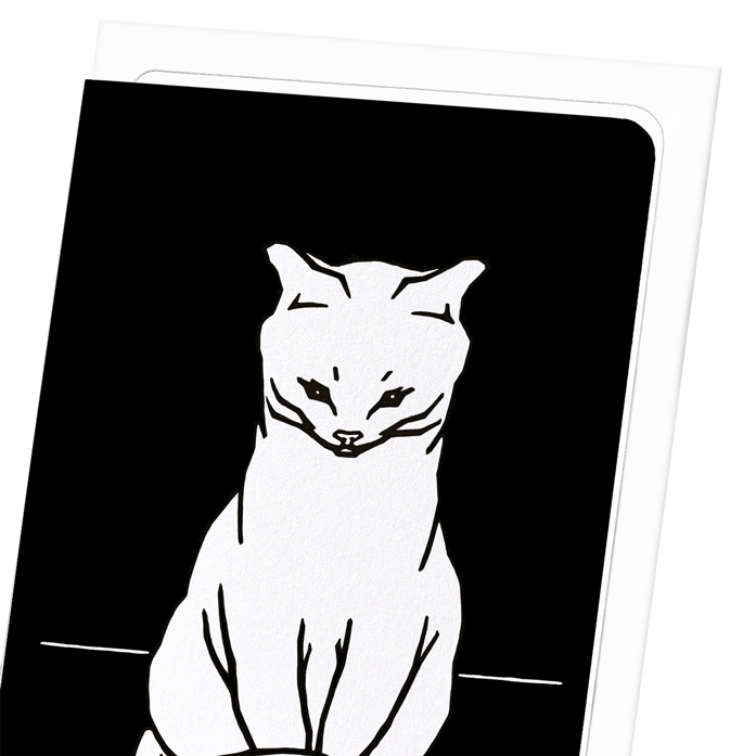 SITTING CAT (1918) IN WHITE: Vintage Greeting Card
