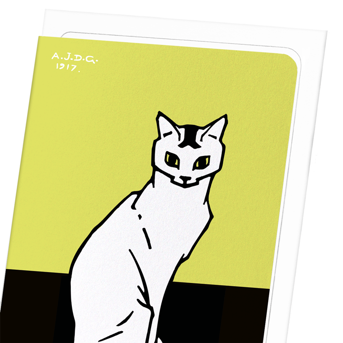 SITTING CAT (1917): Vintage Greeting Card