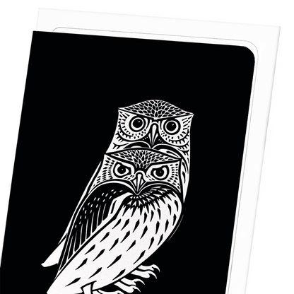 TWO OWLS (1921): Vintage Greeting Card