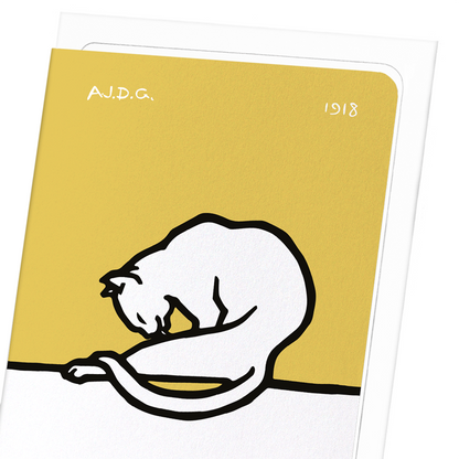 SELF WASHING CAT (1918): Vintage Greeting Card