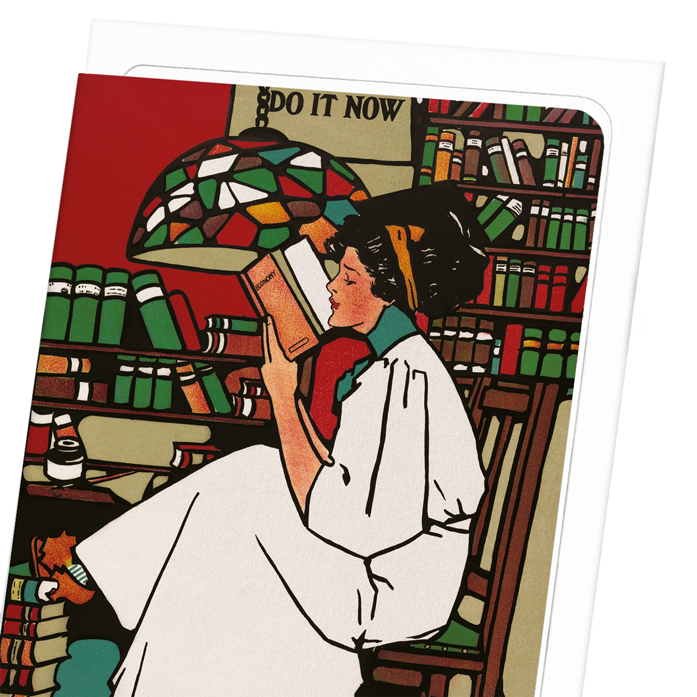 BOOK READING (1909): Vintage Greeting Card