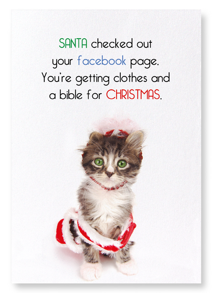 SANTA CHECKED FACEBOOK: Funny Animal Art Print