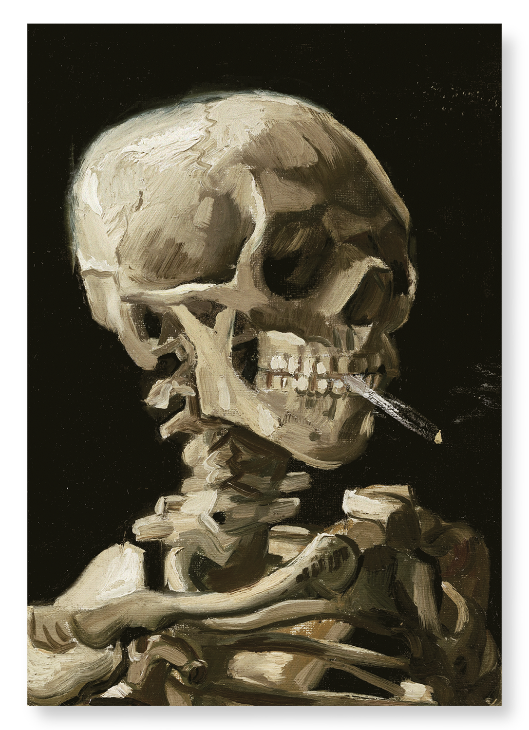 A SKELETON WITH A CIGARETTE BY VAN GOGH: Painting Art Print