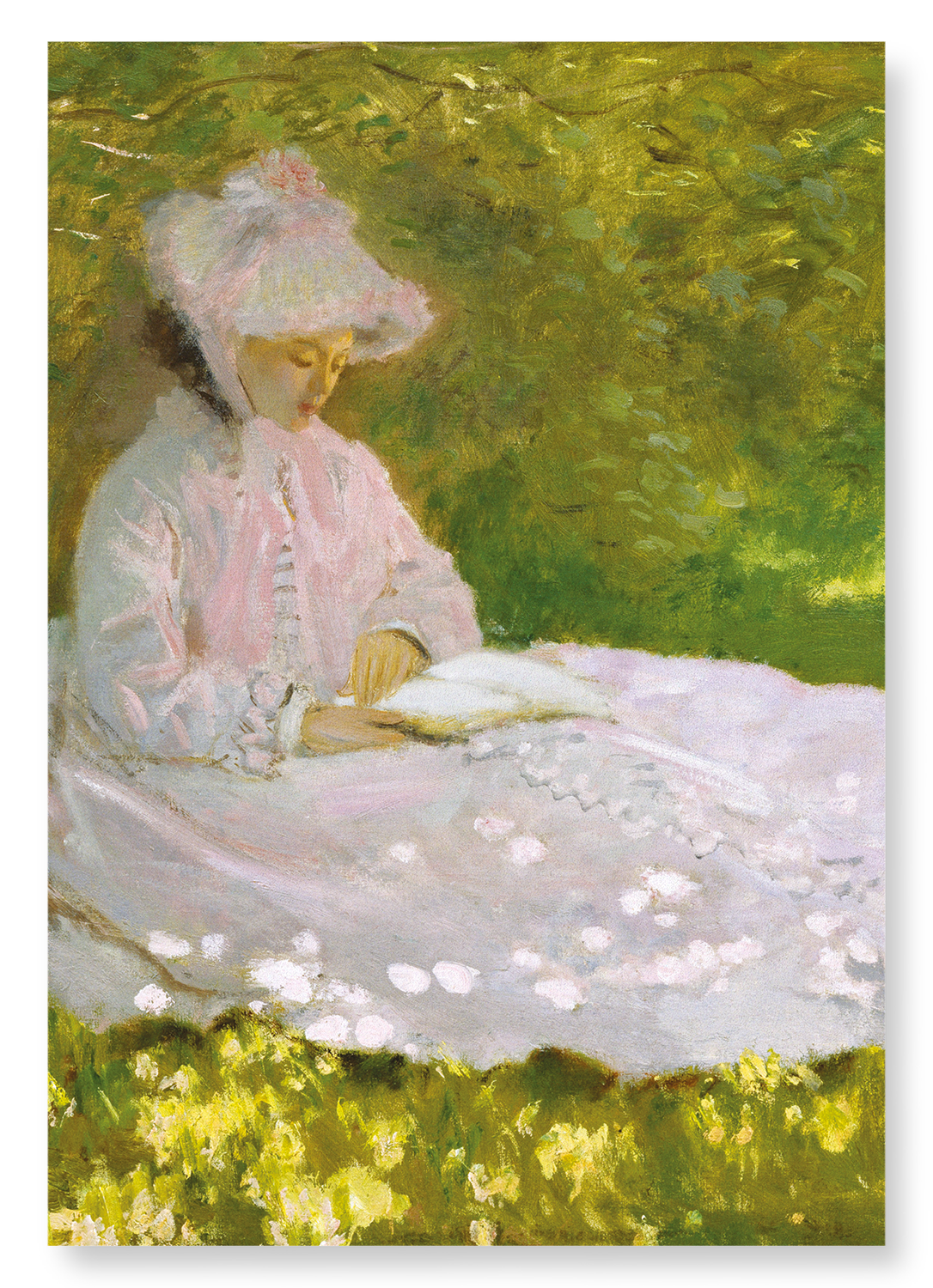 SPRING TIME READING BY MONET: Painting Art Print