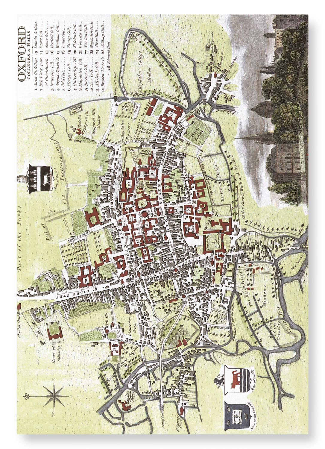 OXFORD (1806): Antique Map Art Print