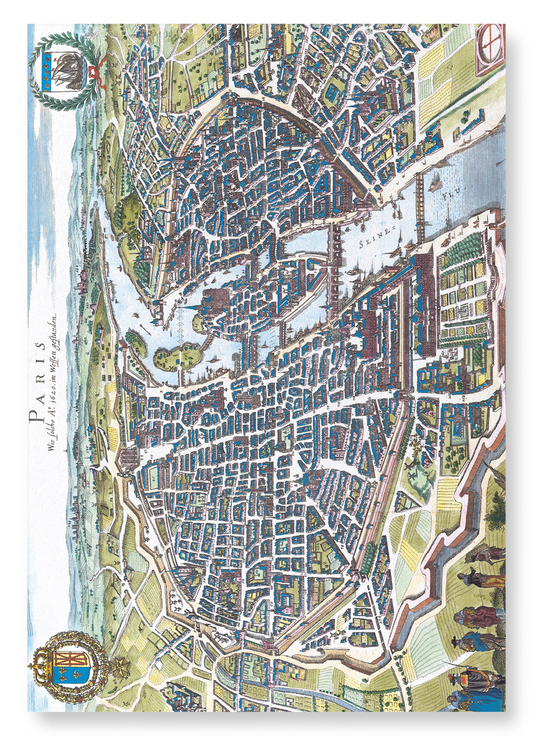 PARIS IN 17TH CENTURY: Antique Map Art Print
