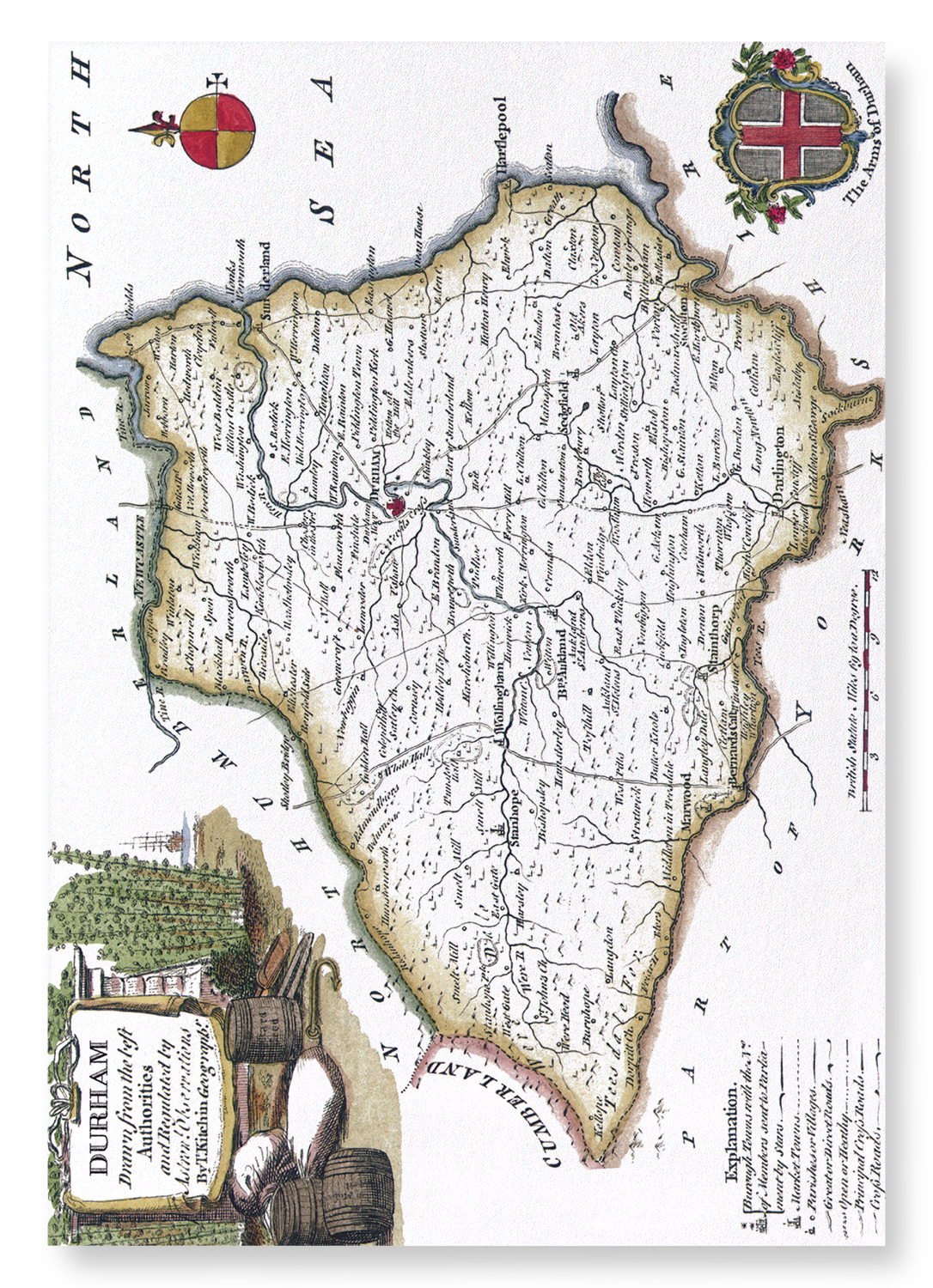 DURHAM (1786): Antique Map Art Print