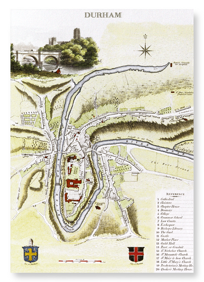 DURHAM (1806): Antique Map Art Print