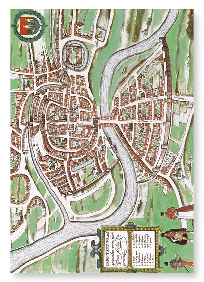 BRISTOL (1568): Antique Map Art Print