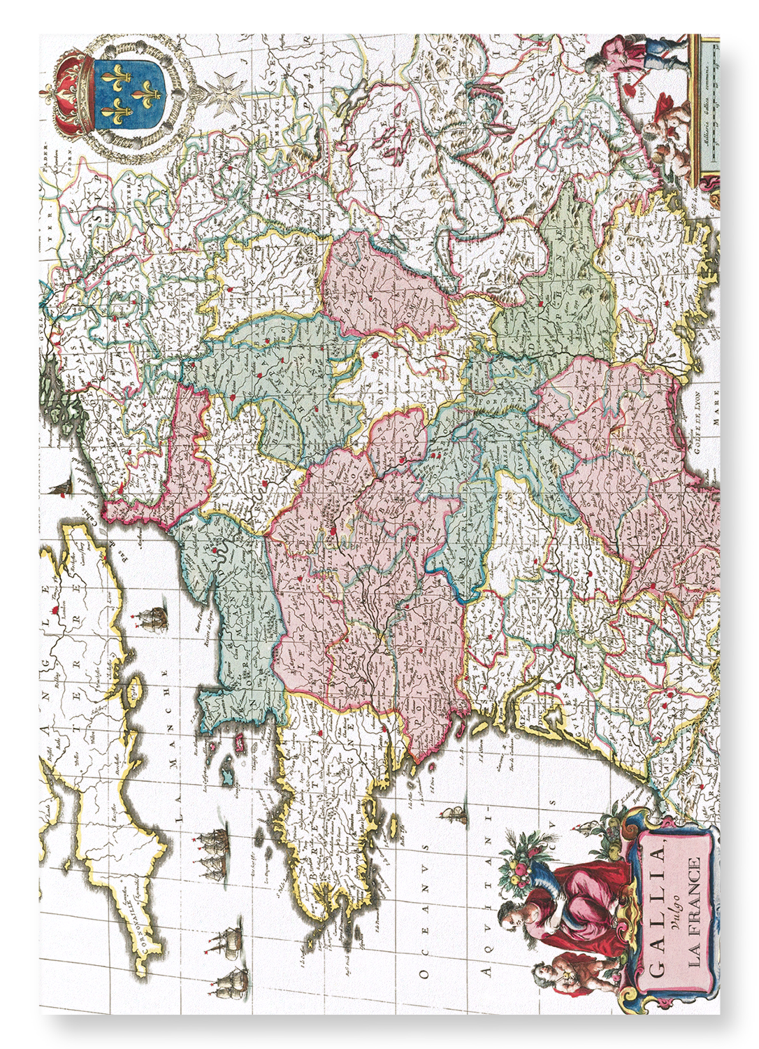 FRANCE (1665): Antique Map Art Print