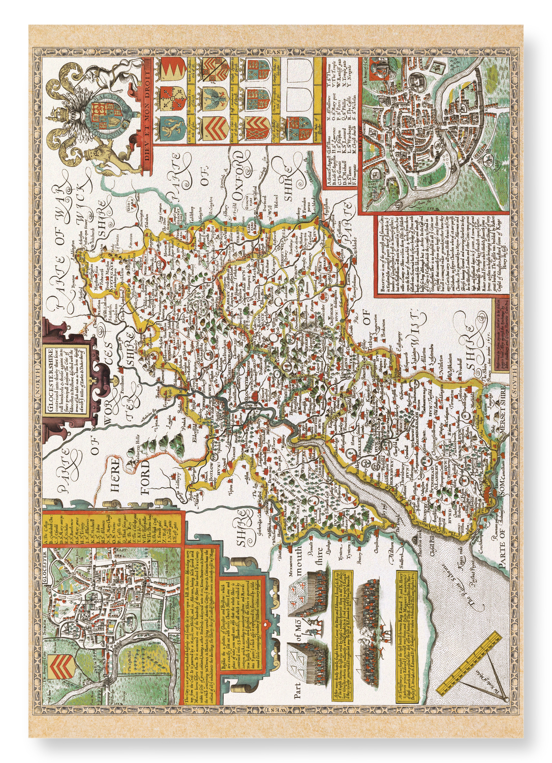 GLOUCESTERSHIRE (C.1611): Antique Map Art Print