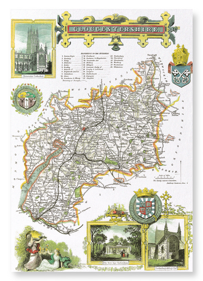 GLOUCESTERSHIRE (C.1840): Antique Map Art Print