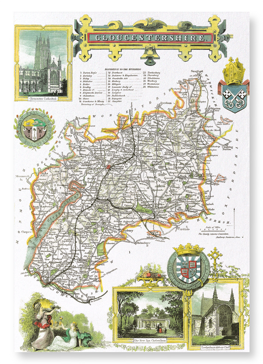 GLOUCESTERSHIRE (C.1840): Antique Map Art Print