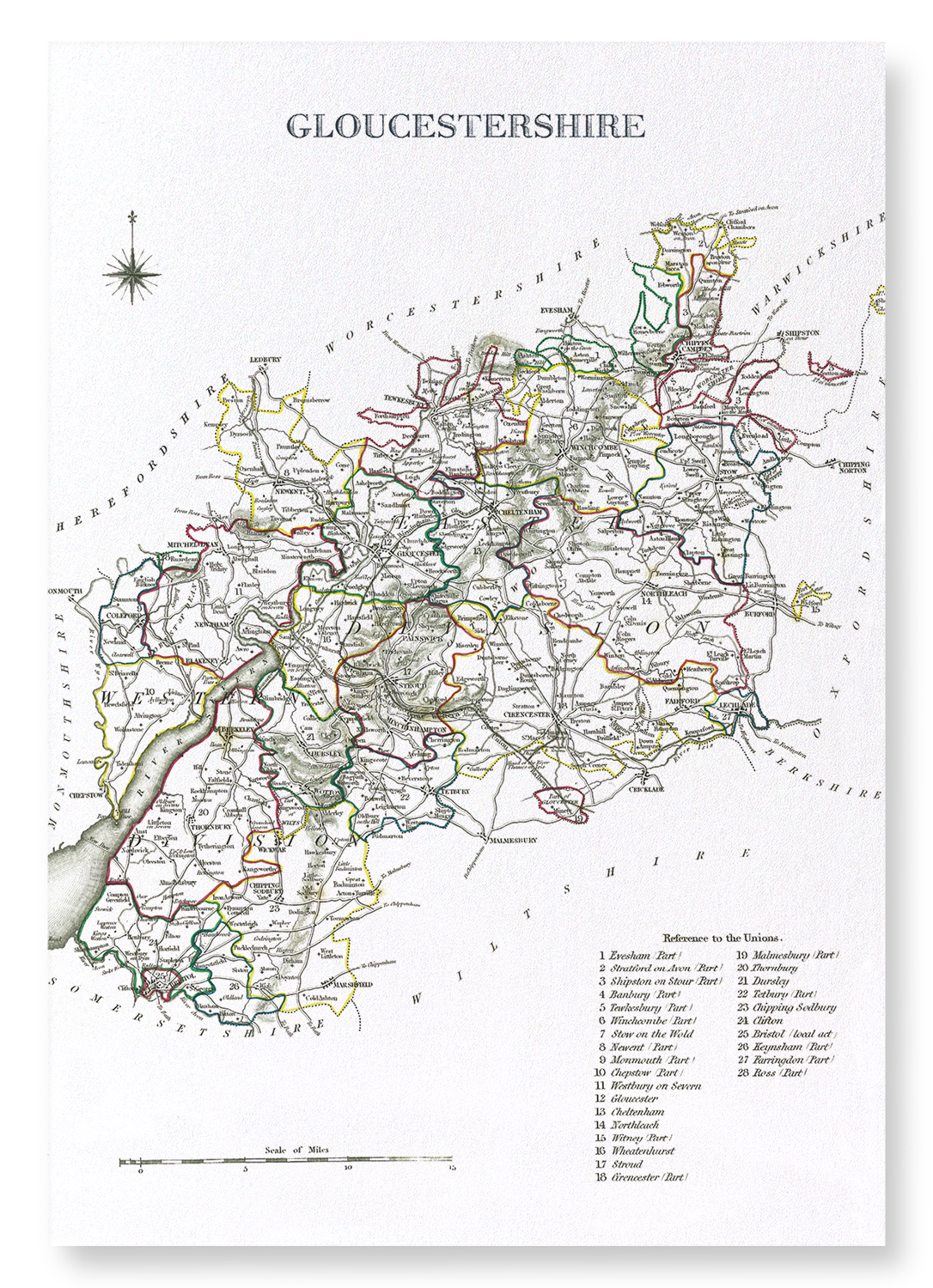 COUNTY OF GLOUCESTERSHIRE (C.1840): Antique Map Art Print