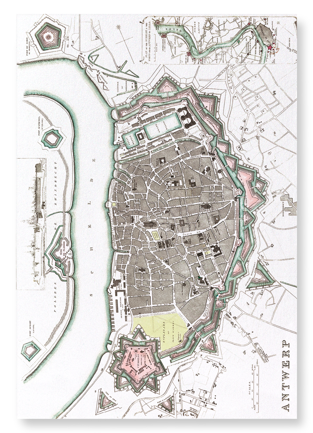 ANTWERP (1832): Antique Map Art Print