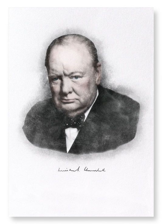 PORTRAIT OF CHURCHILL: Charcoal Art Print