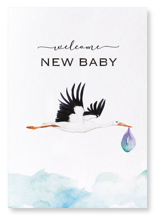 STORK AND BABY: Watercolour Art Print