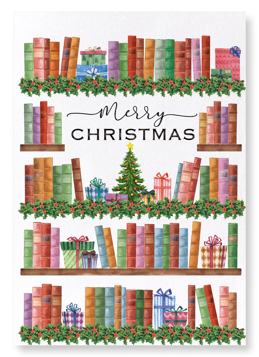 CHRISTMAS BOOKSHELF: Watercolour Art Print